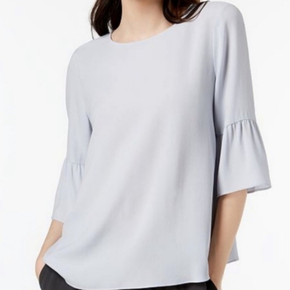 Eileen Fisher Silk 3/4 Bell Sleeve Blouse